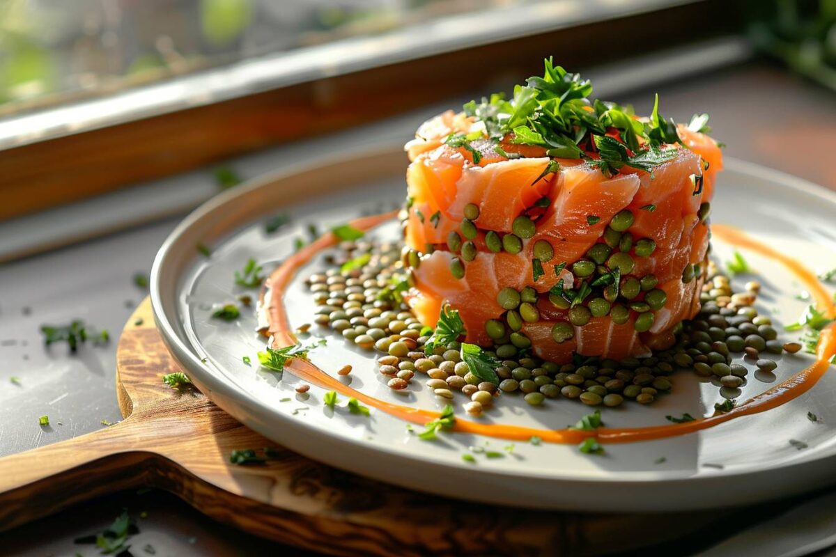 Explorez les délices d’un tartare de lentilles et saumon, une recette simple et rafraîchissante