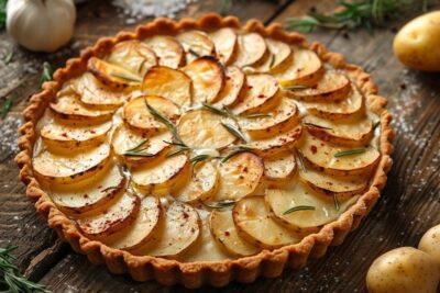 Explorez les saveurs délicates avec notre recette de tarte salée aux pommes de terre et crème de romarin