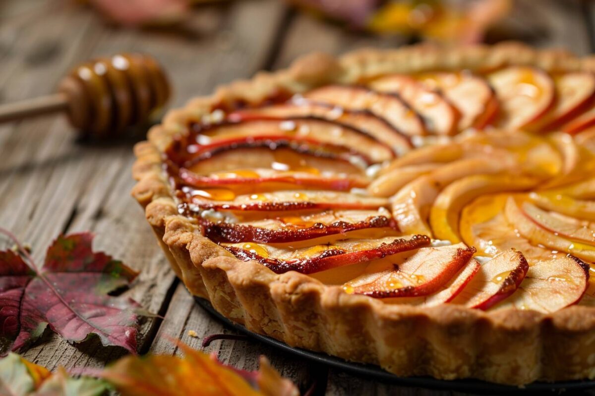 Explorez les saveurs douces d’une tarte aux pommes, mêlée de ricotta et de miel, une recette à savourer