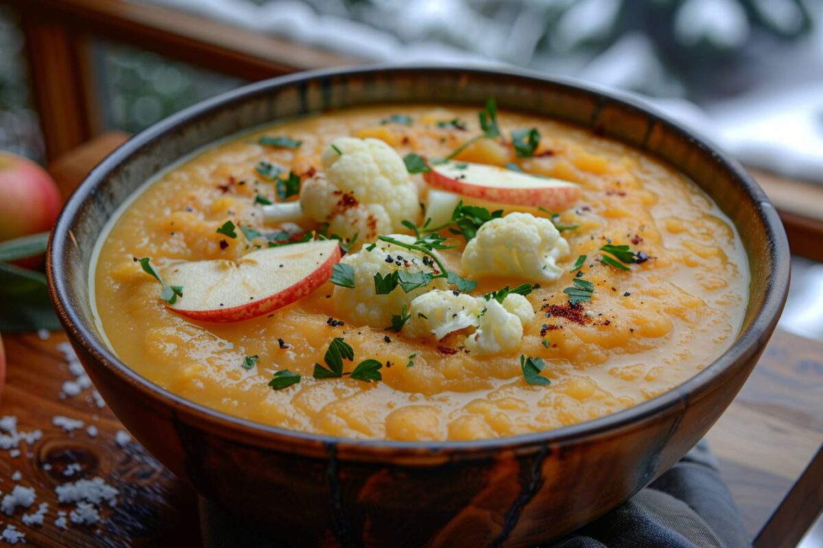 Une recette réconfortante de velouté de chou-fleur, courge et pomme pour réchauffer vos soirées